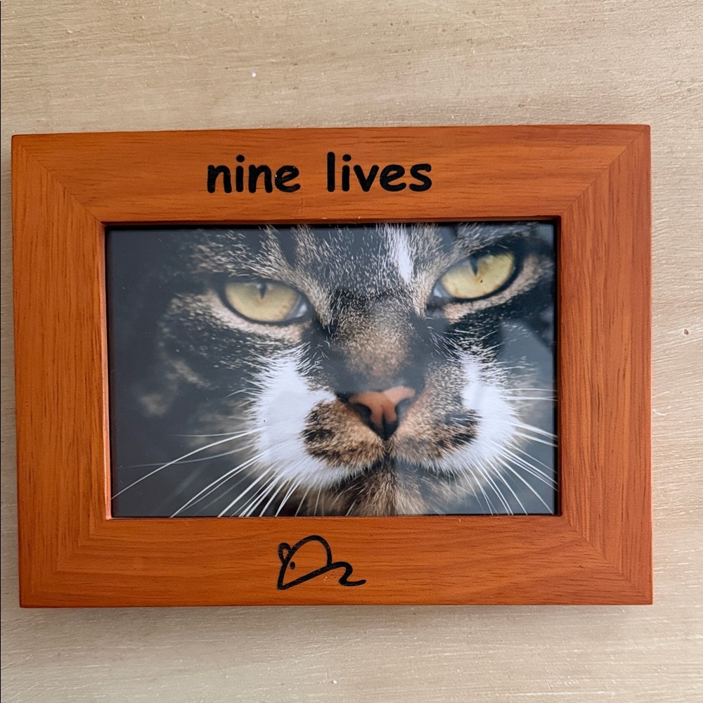 Wooden Cat Picture Frame